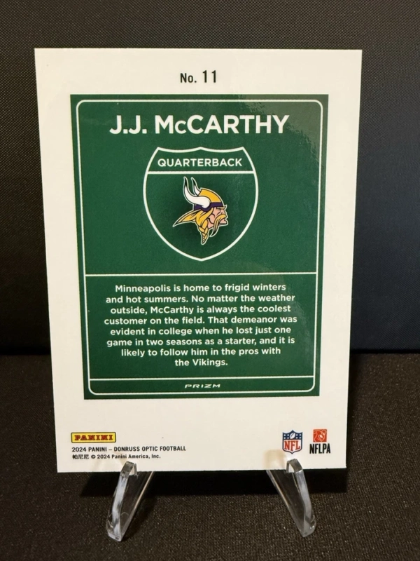 2024 Optic JJ McCarthy Rookie Downtown  Vikings - Image 3