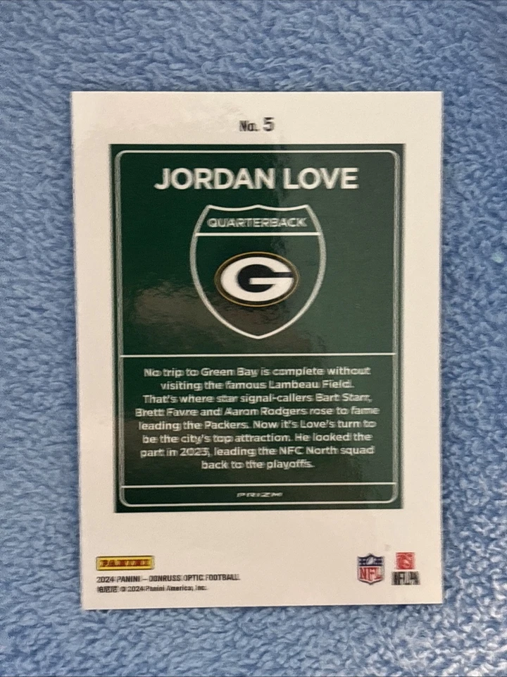 2024 Panini Donruss Optic - Downtown! Jordan Love #5 Read - Image 5