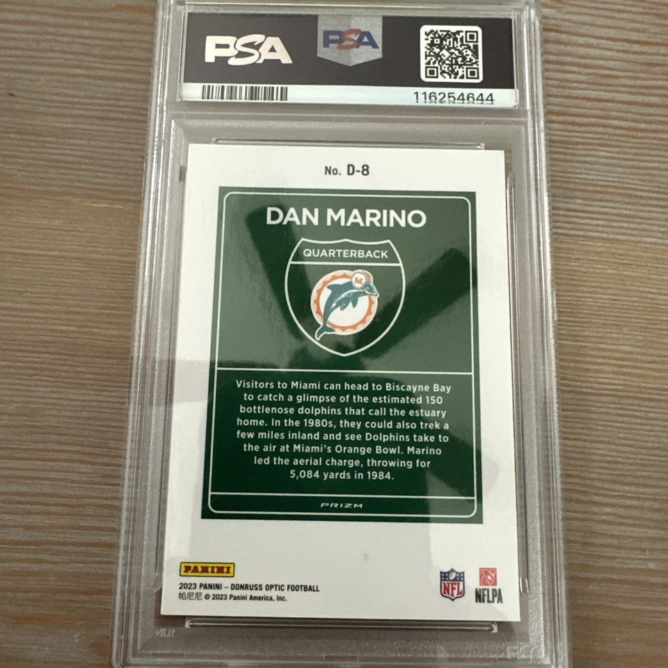 2023 Donruss Optic Downtown! #D8 Dan Marino Dolphins SSP Case Hit PSA 10 - Image 2