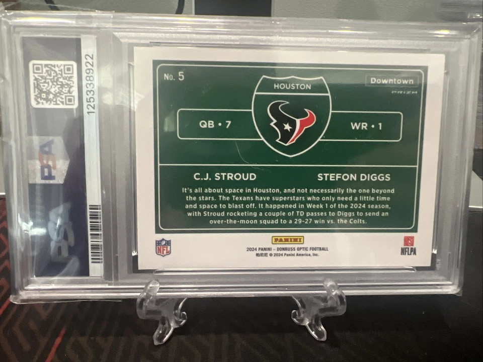 PSA 9 2024 Panini Donruss Optic #5 CJ Stroud Stefon Diggs Dual Downtown Texans - Image 2