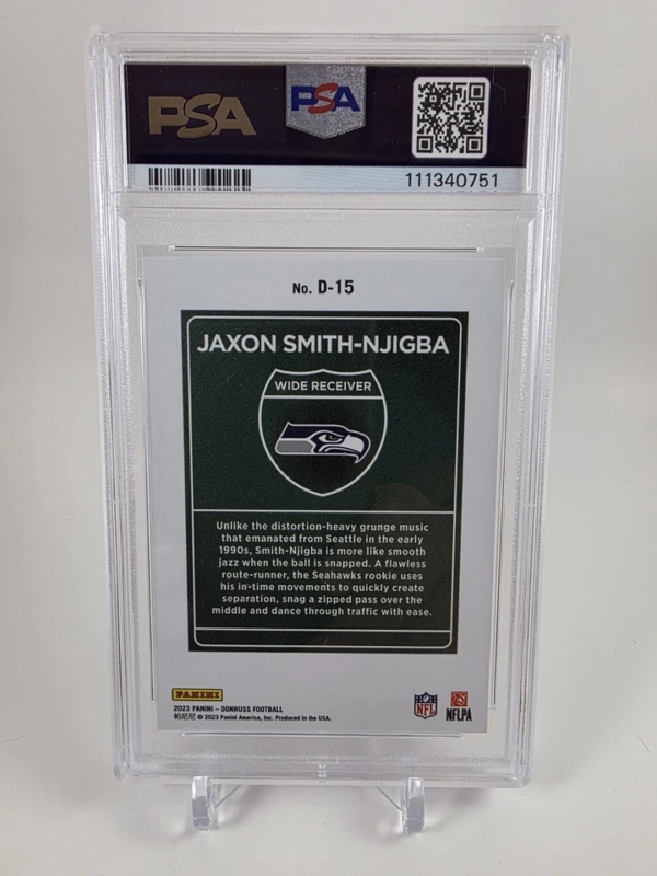 2023 Donruss Jaxon Smith-Njigba Downtown! Seahawks RC PSA 10 - Image 2