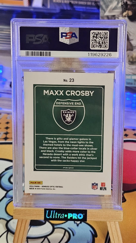 2024 Donruss Optic Downtown! Maxx Crosby Raiders SSP PSA 10 GEM MINT #23 - Image 2
