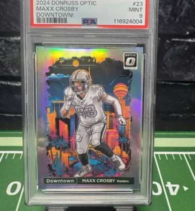 2024 PANINI DONRUSS OPTIC DOWNTOWN! #23 MAXX CROSBY PSA 9 - Raiders