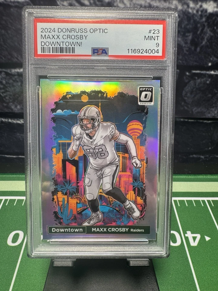 2024 PANINI DONRUSS OPTIC DOWNTOWN! #23 MAXX CROSBY PSA 9 - Raiders
