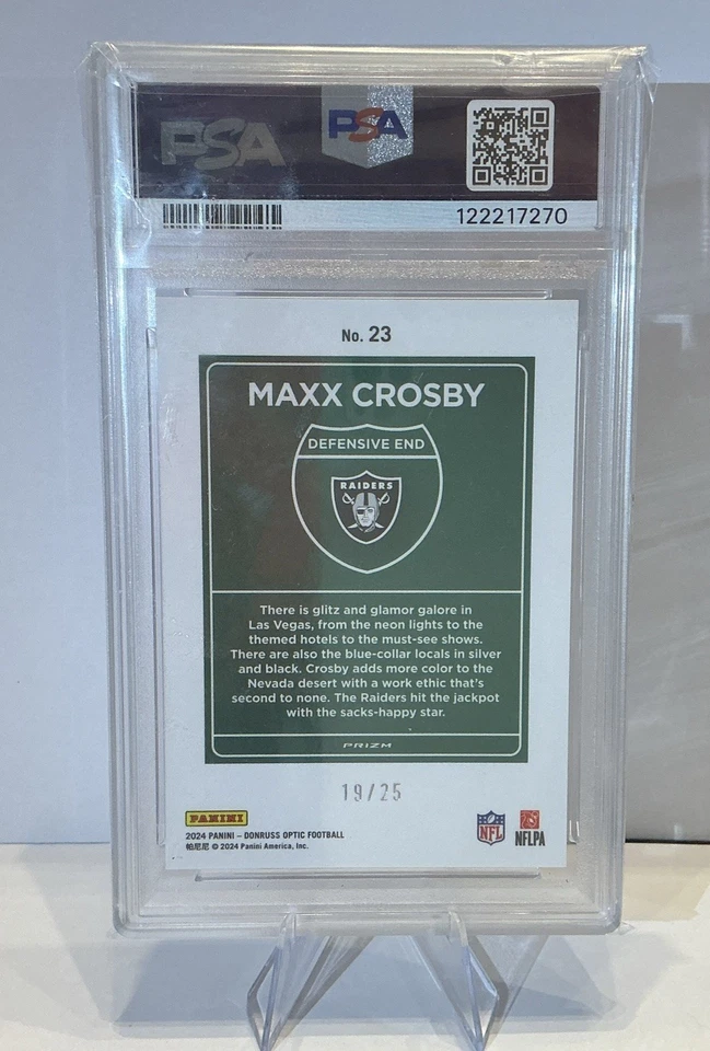 2024 Donruss Optic Maxx Crosby DOWNTOWN! Rare Black Pandora #23/25- PSA 9 Mint - Image 2
