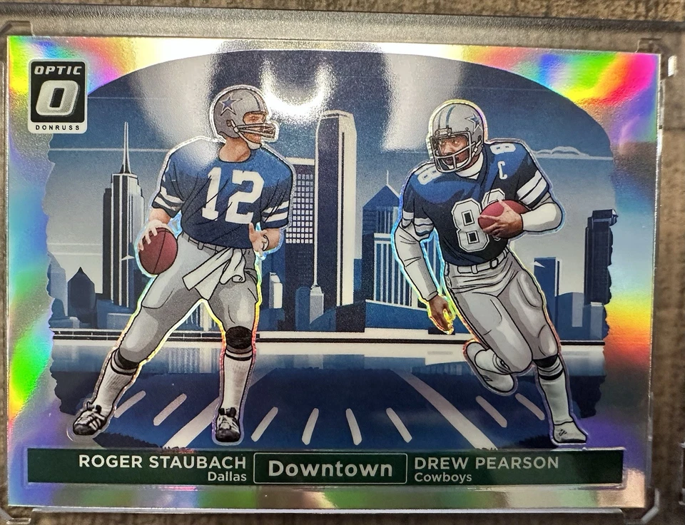 ROGER STAUBACH DREW PEARSON 2024 DONRUSS OPTIC DOWNTOWN #12 DUAL MINT