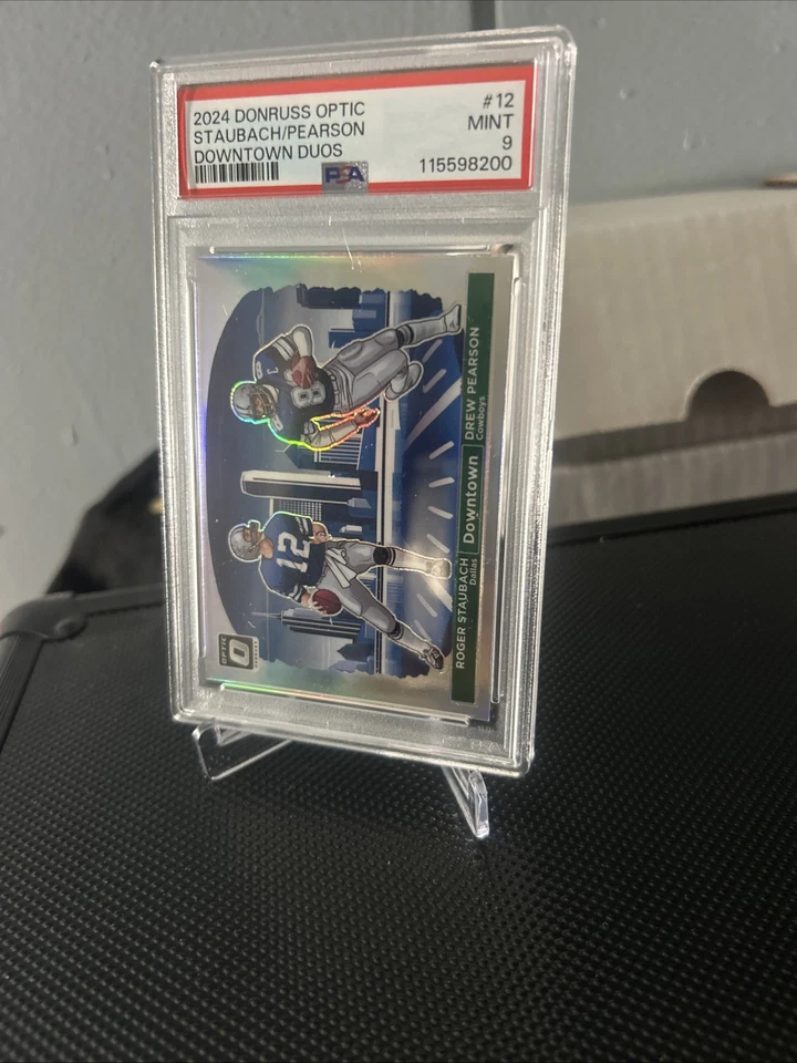 2024 Panini Donruss Optic Downtown Duos Roger Staubach, Drew Pearson #12. PSA-9 - Image 3