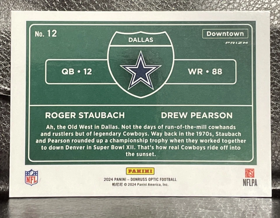Roger Staubach & Drew Pearson Dual Downtown 2024 Donruss Optic - Image 2