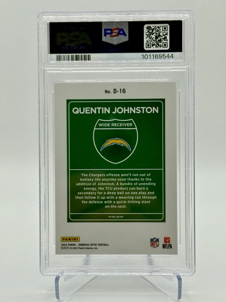 2023 Donruss Optic Downtown Quentin Johnston RC #D-16 PSA 9 SSP Chargers - Image 4