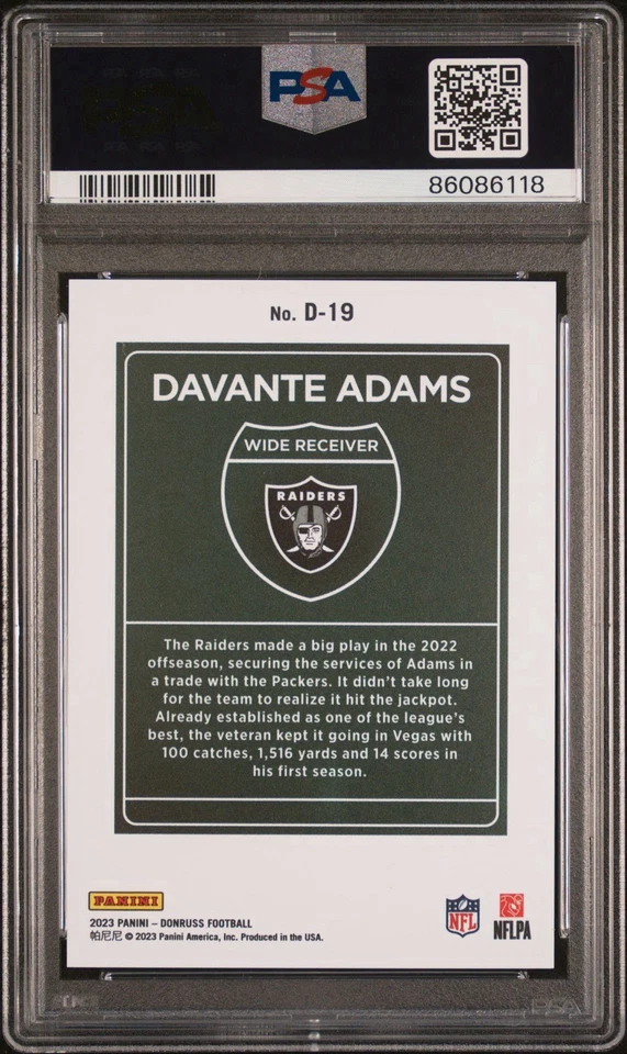 2023 Panini Donruss Davante Adams Downtown! SSP Case Hit - PSA 9 - Image 3