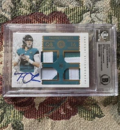 2021 Panini Encased Rookie Quad Swatch Auto Trevor Lawrence /25 BGS AUTO 10