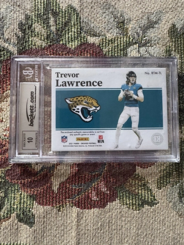 2021 Panini Encased Rookie Quad Swatch Auto Trevor Lawrence /25 BGS AUTO 10 - Image 2