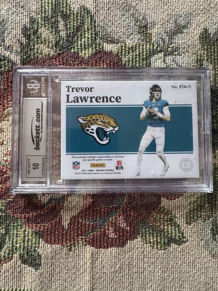 2021 Panini Encased Rookie Quad Swatch Auto Trevor Lawrence /25 BGS AUTO 10 - Image 2