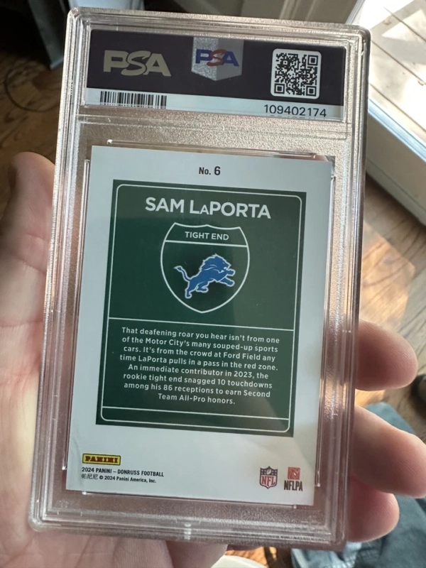 2024 Panini Donruss Optic Downtown Sam LaPorta #6 PSA 10 SSP - Image 2