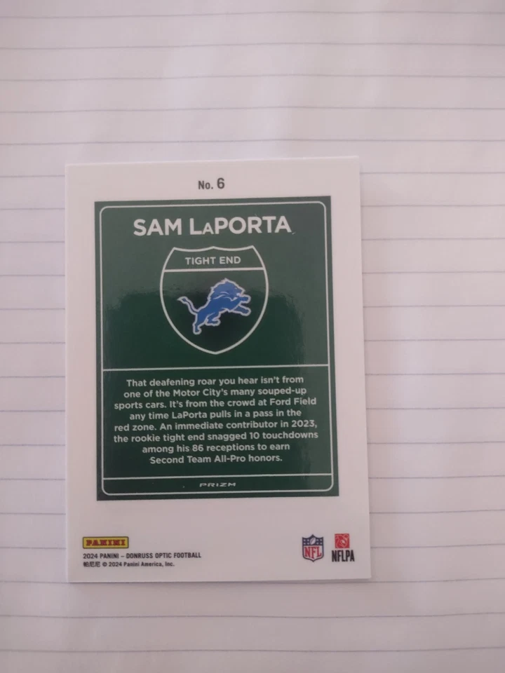 2024 Donruss Optic - Sam LaPorta Downtown #6 REGULAR SIZE SSP case Hit - Rare - Image 4