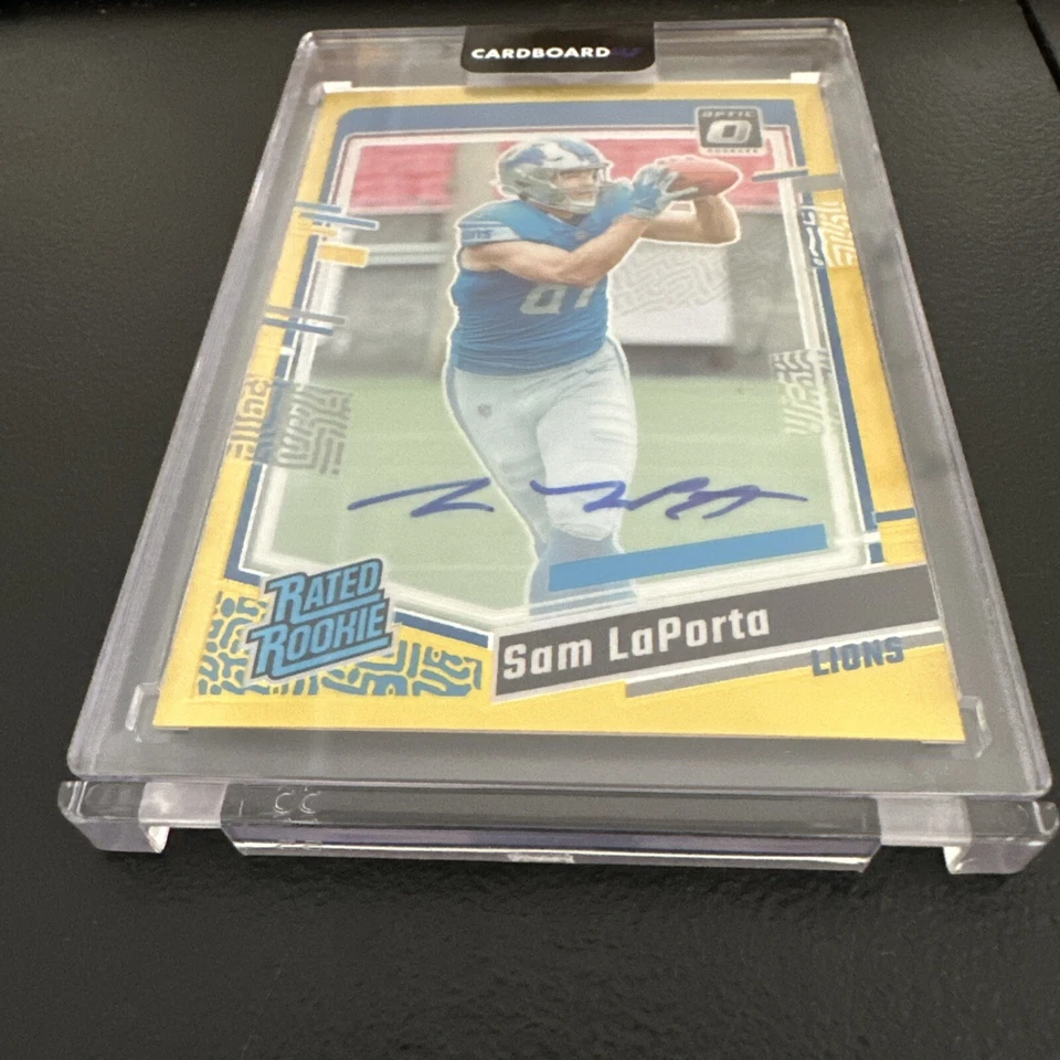 2023 Panini Donruss Optic - Sam LaPorta RR Gold On Card Auto 10/10 Bookend - Image 9