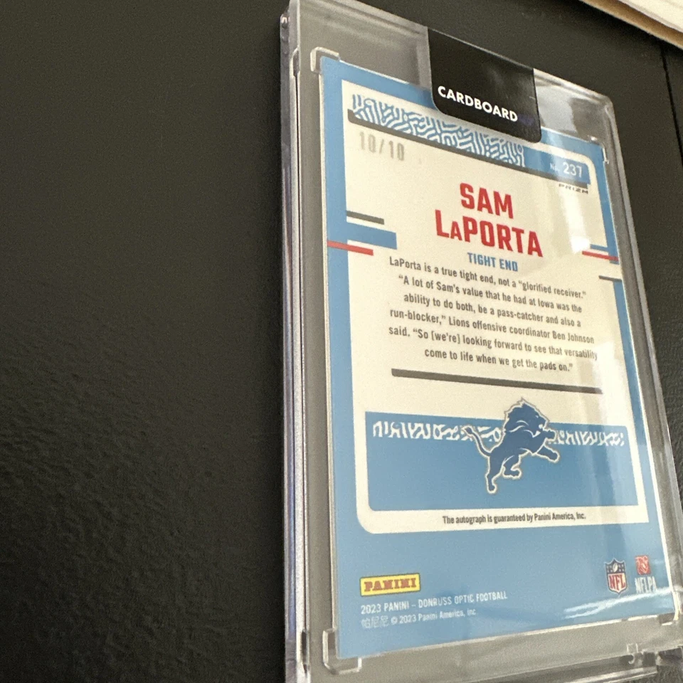 2023 Panini Donruss Optic - Sam LaPorta RR Gold On Card Auto 10/10 Bookend - Image 5
