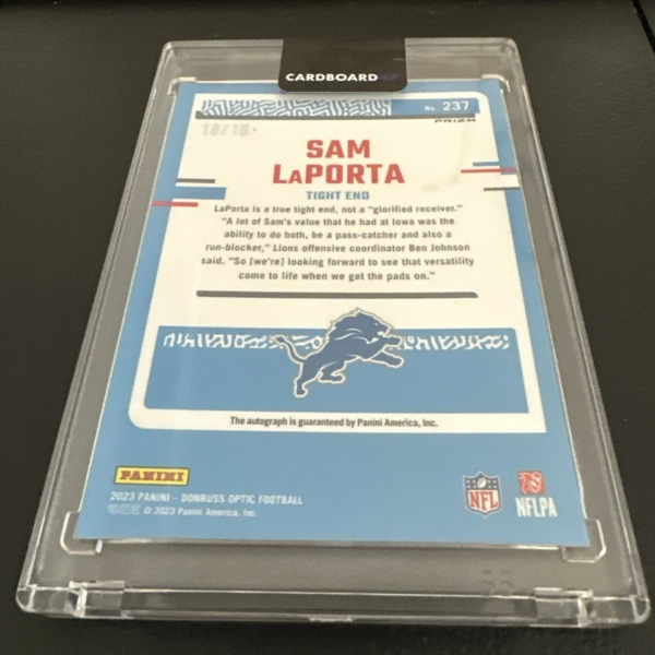 2023 Panini Donruss Optic - Sam LaPorta RR Gold On Card Auto 10/10 Bookend - Image 4