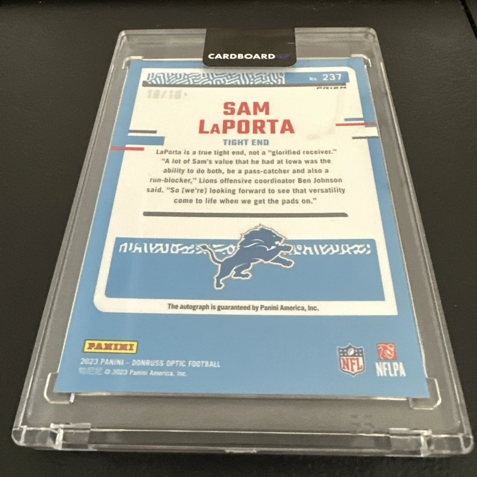 2023 Panini Donruss Optic - Sam LaPorta RR Gold On Card Auto 10/10 Bookend - Image 4
