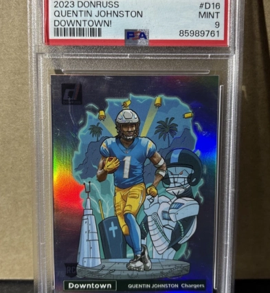 2023 Panini Donruss Optic Downtown Quentin Johnston #D-16 (RC) PSA 9 Chargers