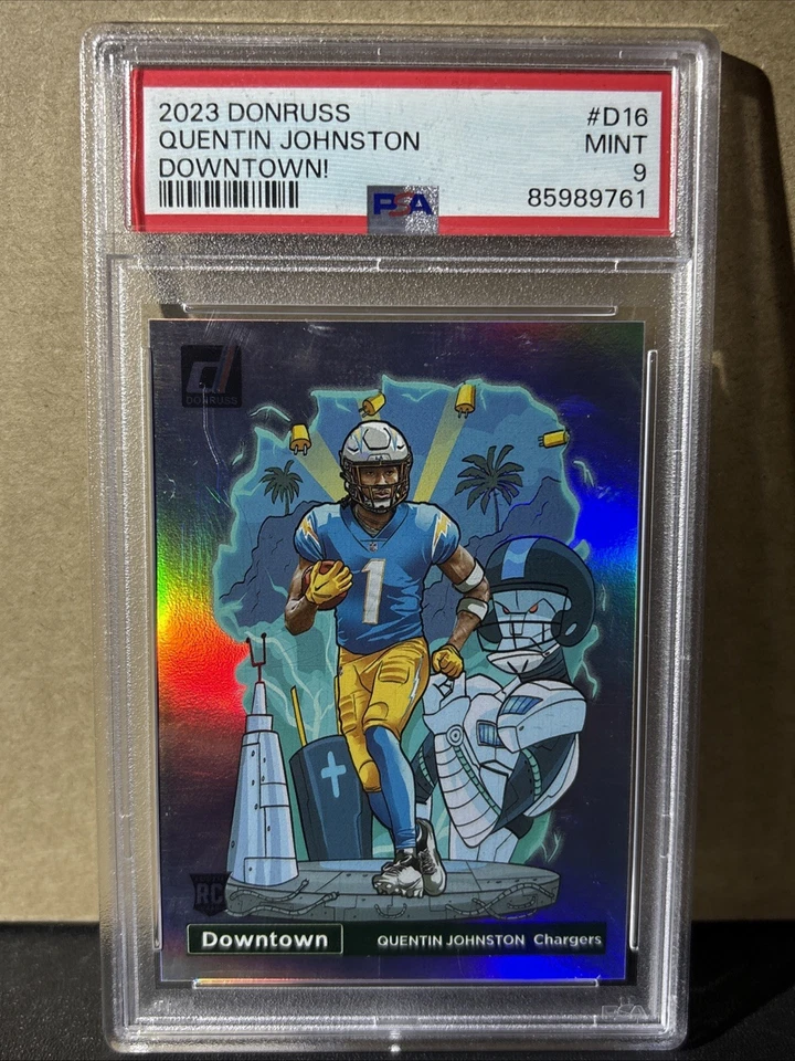 2023 Panini Donruss Optic Downtown Quentin Johnston #D-16 (RC) PSA 9 Chargers