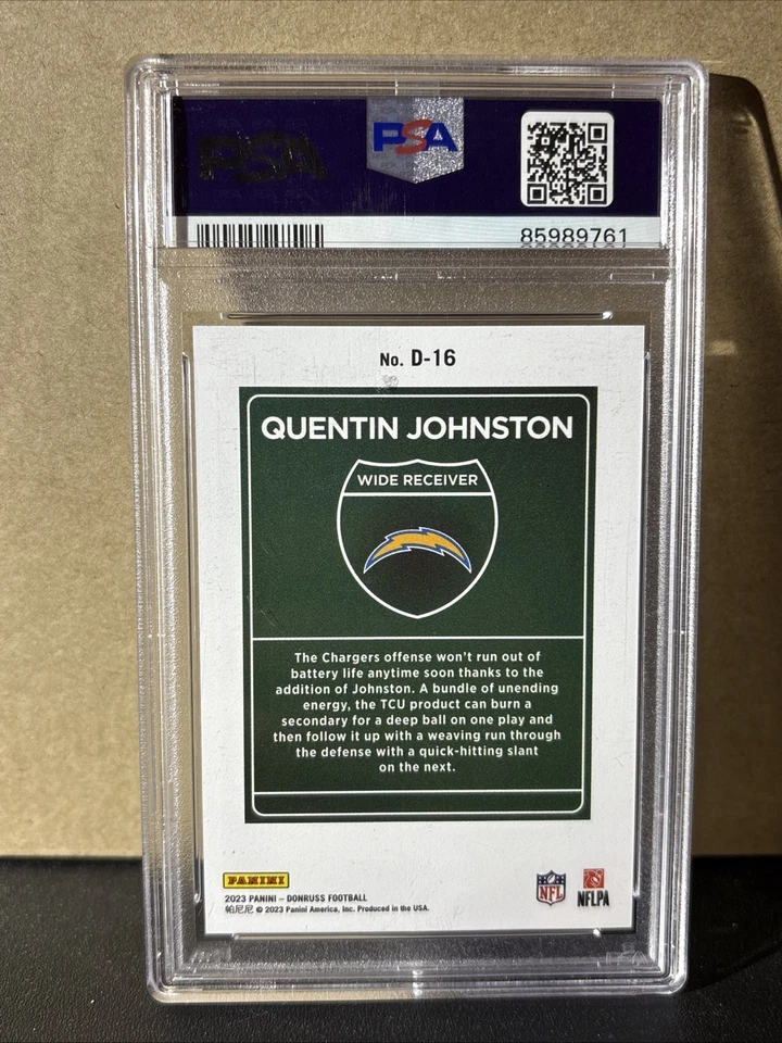 2023 Panini Donruss Optic Downtown Quentin Johnston #D-16 (RC) PSA 9 Chargers - Image 4