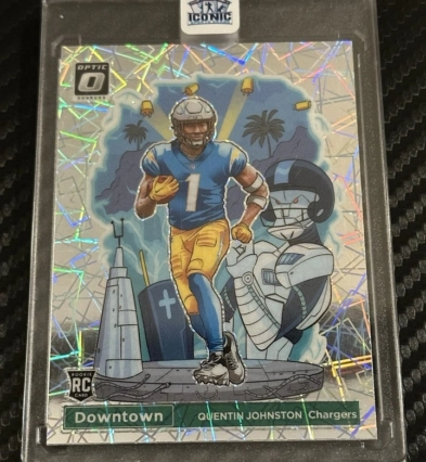  2023 Donruss Optic Quentin Johnston Downtown Case Hit Rookie Chargers 