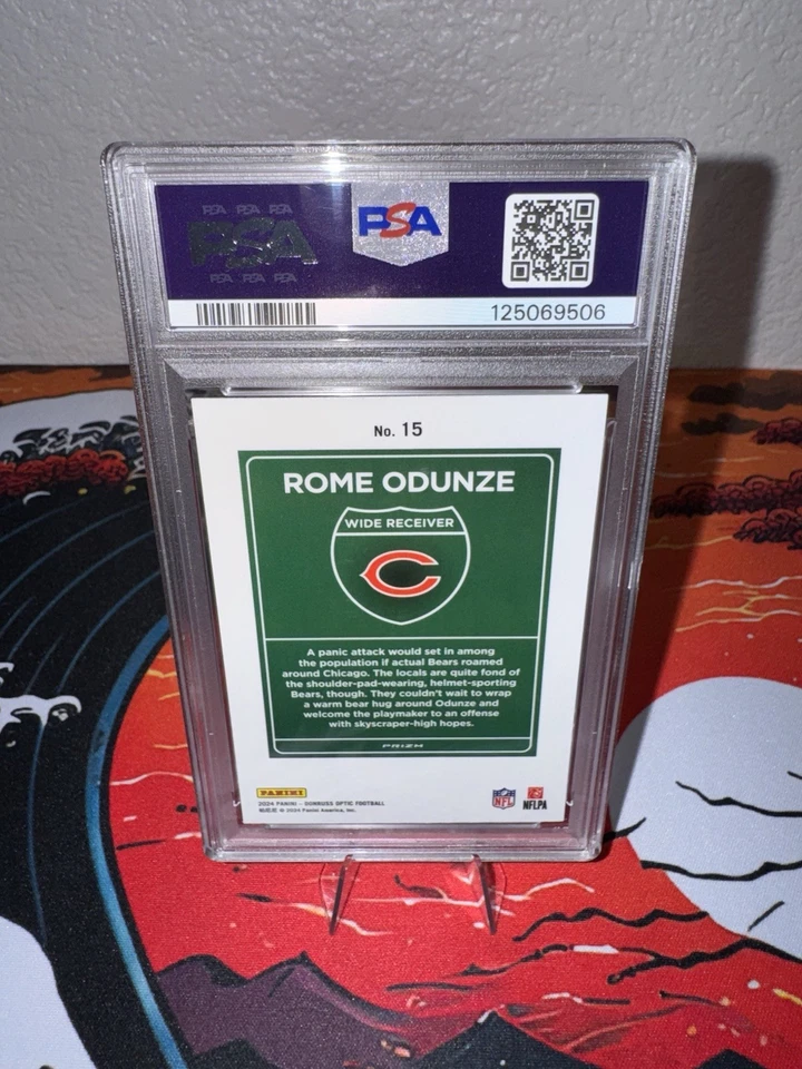 2024 Panini Donruss Optic - Downtown! Rome Odunze #15 (RC) PSA 9 - Image 2