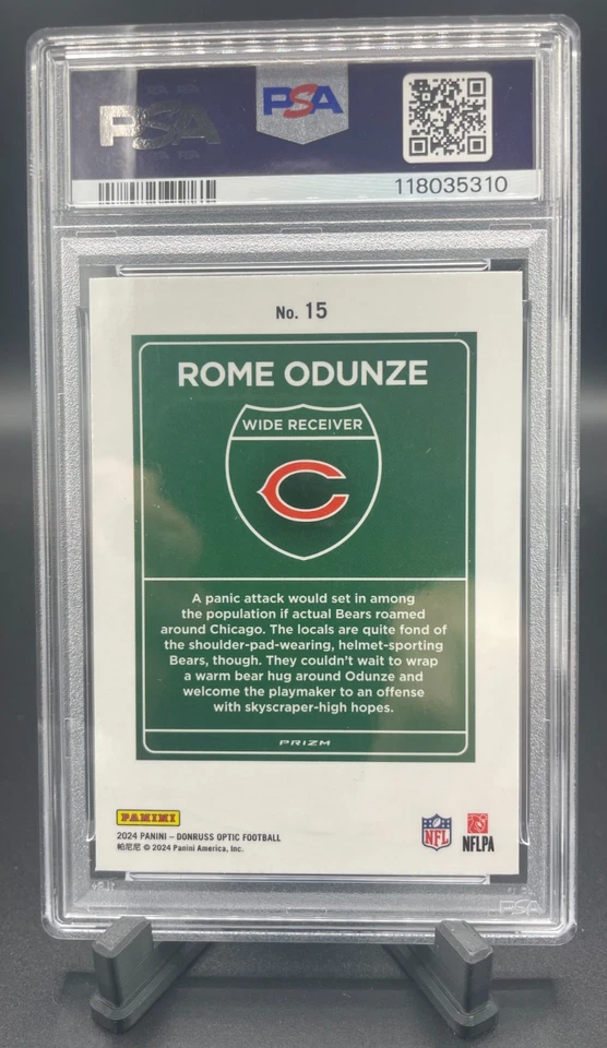 2024 Panini Donruss Optic - Rome Odunze DOWNTOWN #15 (RC) Rookie PSA 10 GEM MINT - Image 2