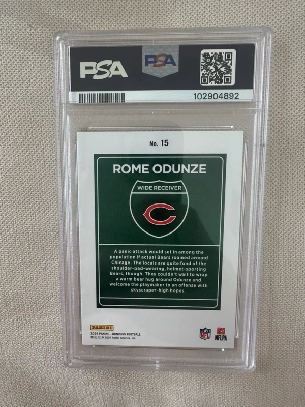 2024 Panini Donruss Optic Rome Odunze Downtown! Case Hit SP RC #15 PSA 10 - Image 2