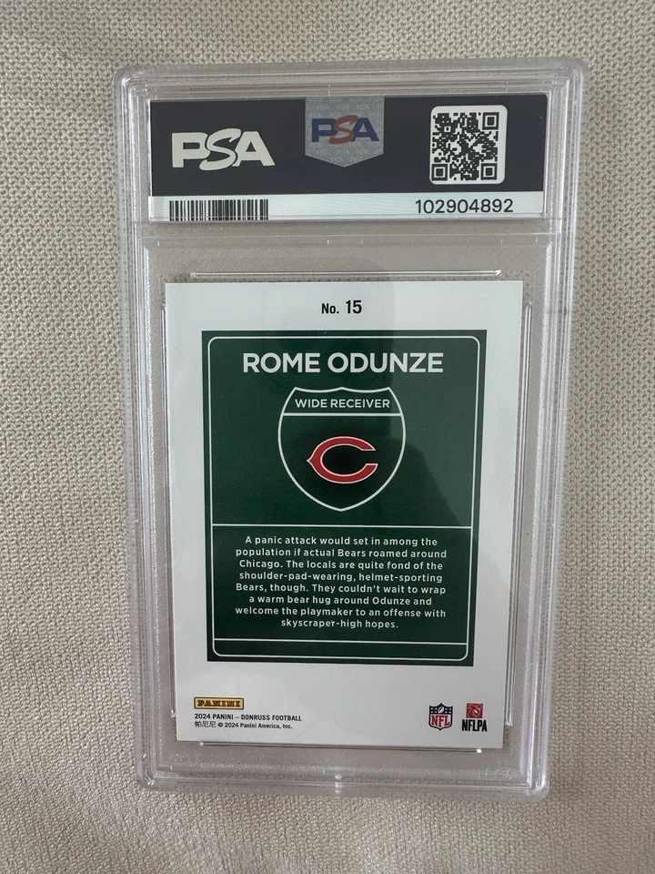 2024 Panini Donruss Optic Rome Odunze Downtown! Case Hit SP RC #15 PSA 10 - Image 2