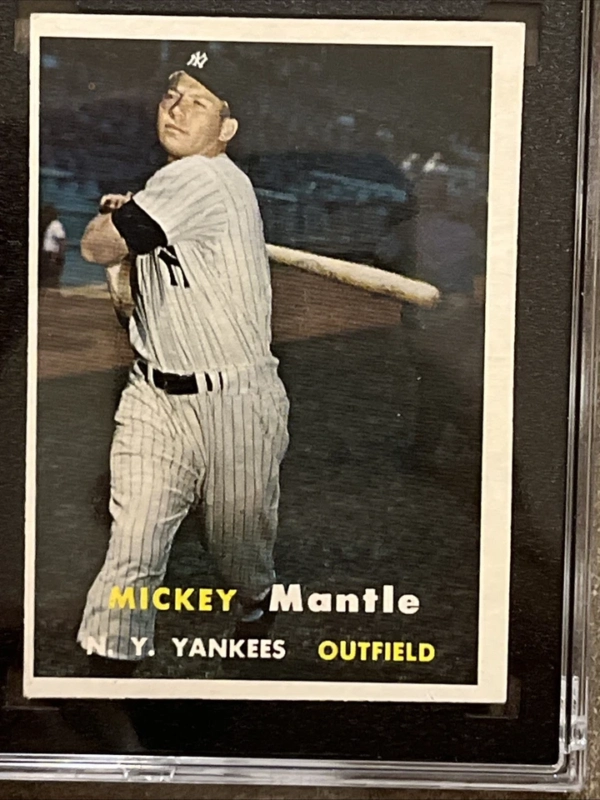 MICKEY MANTLE1957 Topps Baseball #95 HOF SGC 1 Vintage Yankees - Image 3